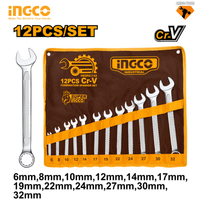 12 PCS COMBINATION SPANNER WRENCH SET 6-32MM HKSPA1143