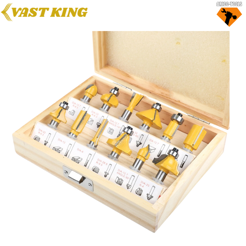 COFFRET DE MÈCHES DE TOUPIE DE TOUPIE POUR DÉFONCEUSE VAST KING 8MM MMT11-16