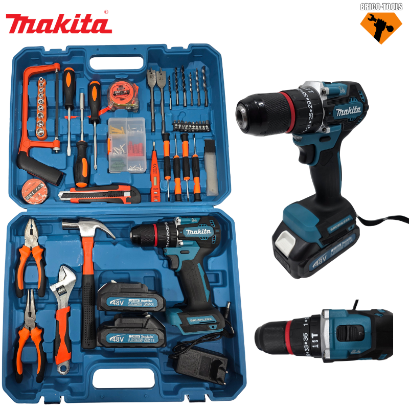COFFRET VISSEUSE (BRUSHLESS) MAKITA 128 PIÈCES AVEC 2 BATTERIES (GM) MMT2-1