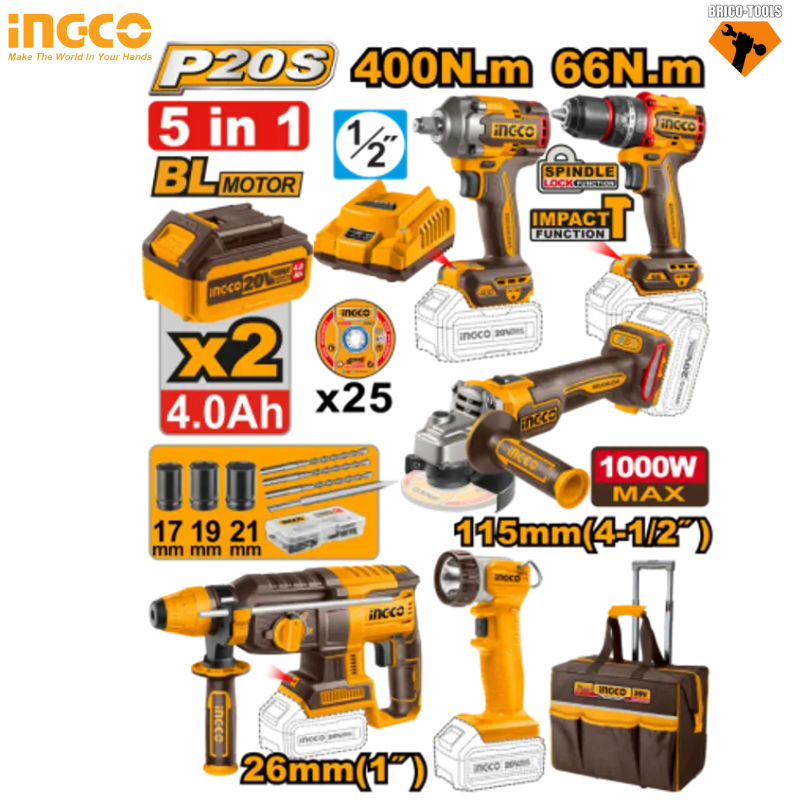 KIT 5 PIÈCES INGCO CKLI2059