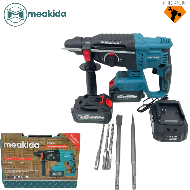 MARTEAU SANS FIL 88V 6.0AH 2 BATTERIE MEAKIDA