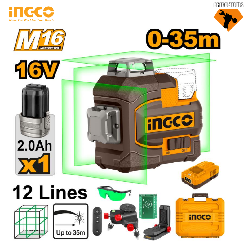NIVEAU LASER 3D SANS FIL INGCO HLL301201