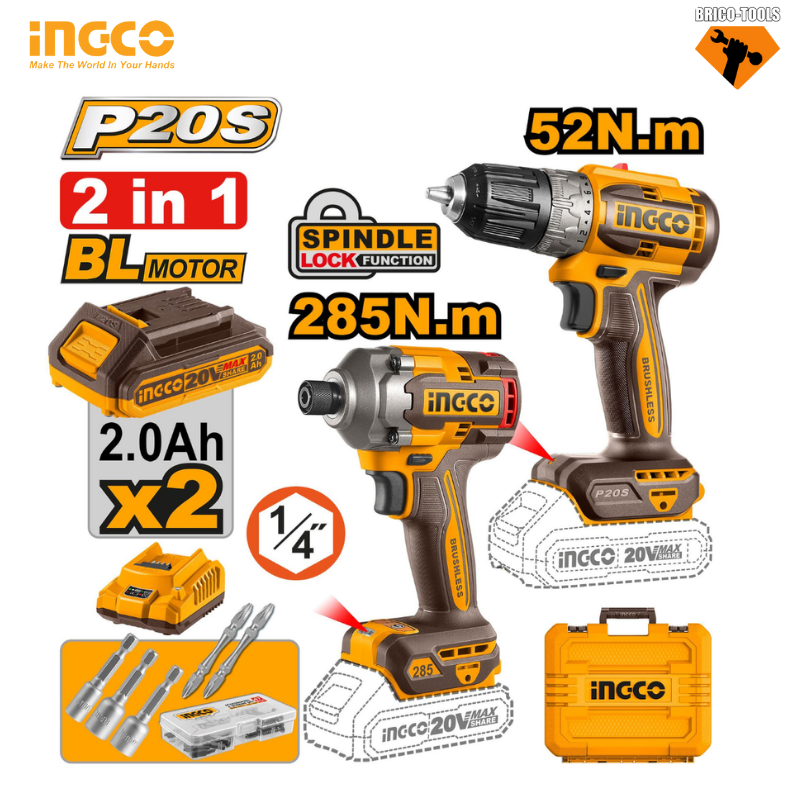 PACK 20V BRUSHLESS INGCO CKLI20272
