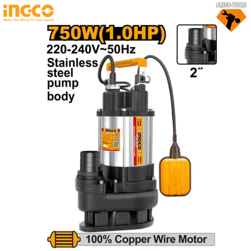 POMPE A VIDE CAVE 1HP INOX INGCO SPDS75068