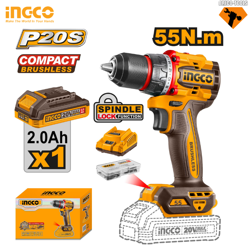 VISSEUSE INGCO 1 BATTERIE BRUSHLESS CDLI205582